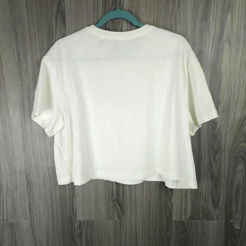 Nike Sportswear Essential Women Crop Top White Black Logo Tee‎ XL BV6175-100